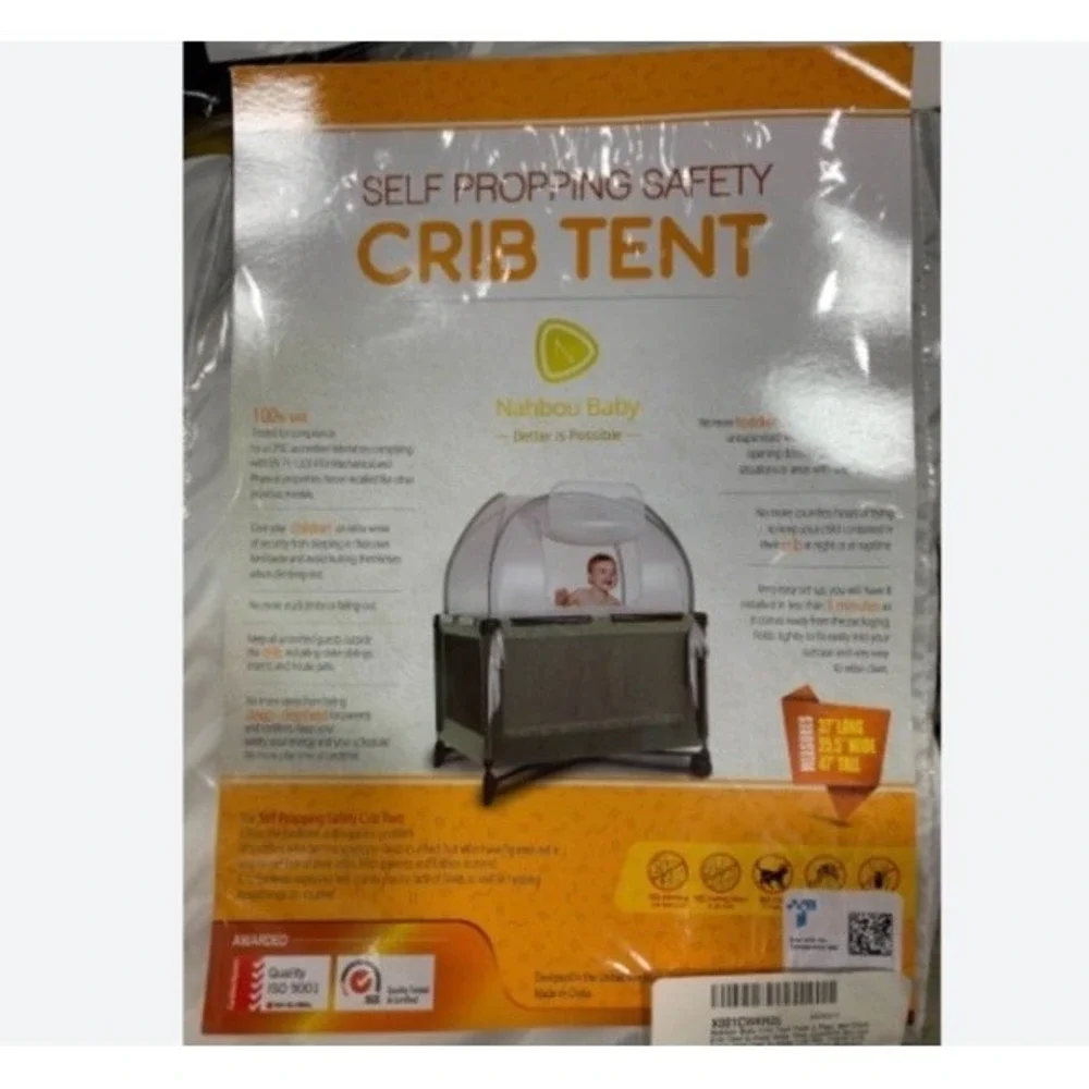 Brand New Nahbou Baby Self-Propping Safety Crib Tent & Pack 'n Play Netting NIB